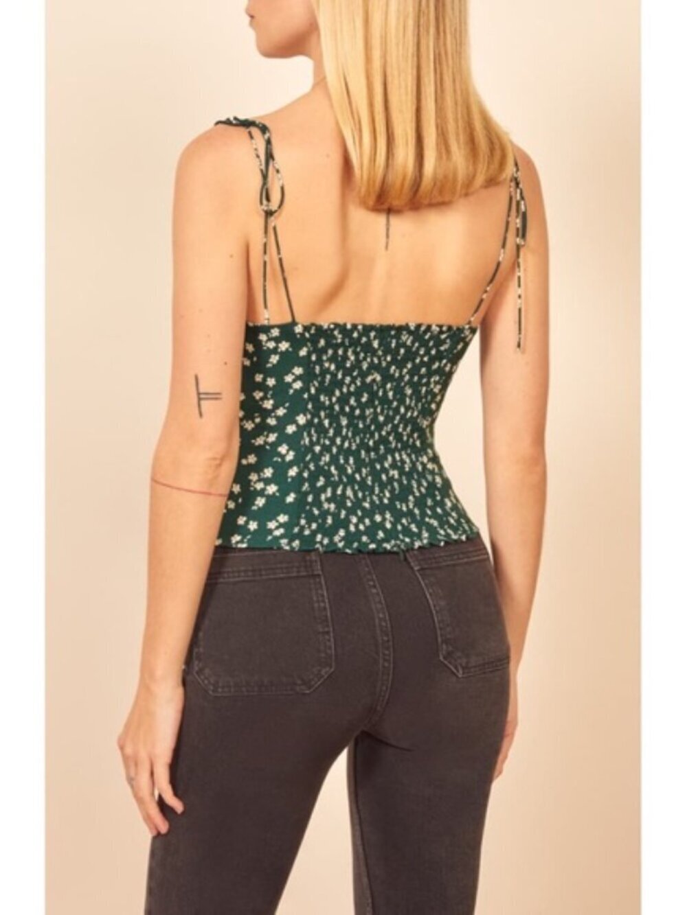 Reformation Lupe Ditsy Floral Spaghetti Strap Top in Annette Green 12 - Picture 2 of 14